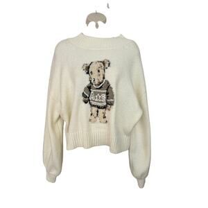 American Eagle Sweater Chunky Preppy Teddy Bear Women's Medium XC